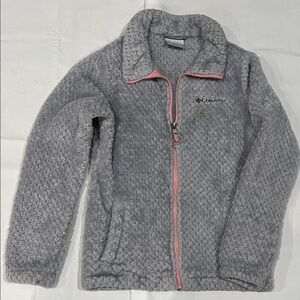 Columbia Heathered Gray Jacket with Pink Trim